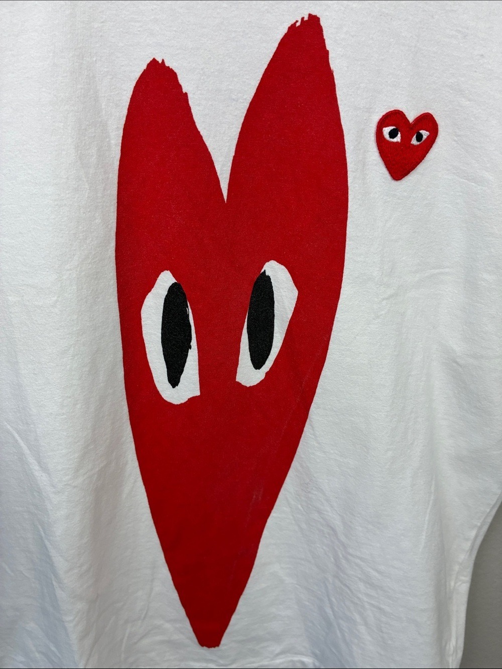 Comme des Garçons PLAY Heart Eye T-Shirt White Red Short Sleeve Crew Neck Tee L - Picture 6 of 11